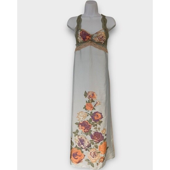 Free People Intimately Just Dreamy Maxi Slip Dress Sky Combo Airbrush Floral S - Picture 3 of 11